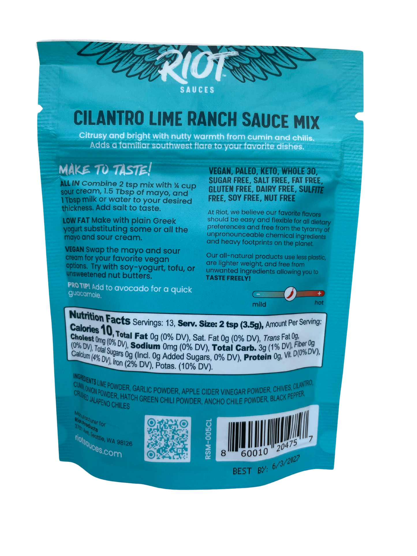 Riot Cilantro Lime Ranch Sauce